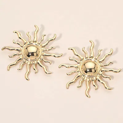 Fashnzfab Bold Sunburst Earrings In Gold
