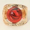 Fashnzfab Bold Swirl Resin Stone Hammered Metal Hinged Bangle Bracelet Gold, Red In Multi