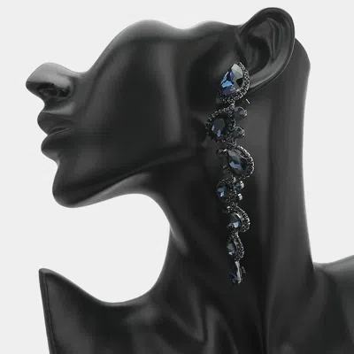 Fashnzfab Bold Teardrop Stone Cluster Embellished Drop Evening Earrings In Black