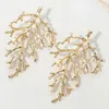 Fashnzfab Bold Textured Metal Coral Branch Earrings In Gold