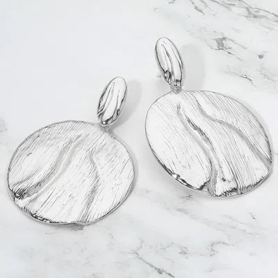 Fashnzfab Bold Textured Metal Disc Drop Clip On Earrings In Multi