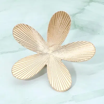 Fashnzfab Bold Textured Metal Flower Stretch Statement Ring In Gold