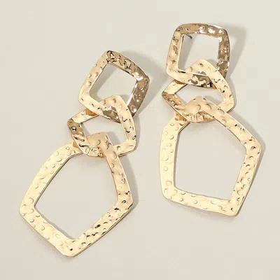 Fashnzfab Bold Textured Metal Geometric Interlocking Drop Statement Earrings In Gold