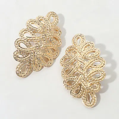 Fashnzfab Bold Textured Metal Intricate Knot Earrings In Gold