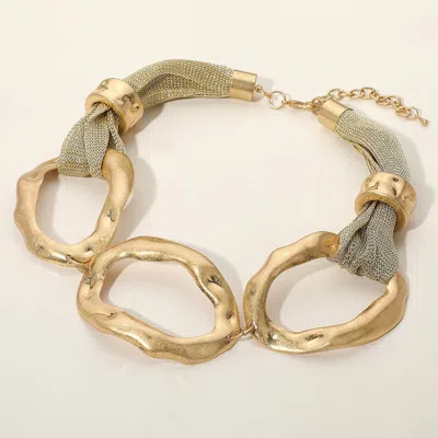 Fashnzfab Bold Textured Metal Link Statement Necklace In Gold