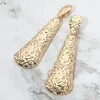 Fashnzfab Bold Textured Metal Long Bar Drop Dangle Clip On Earrings In Gold