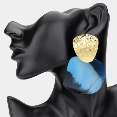 Fashnzfab Bold Textured Metal Resin Panel Drop Statement Earrings In Multi