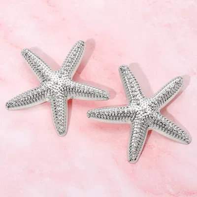 Fashnzfab Bold Textured Metal Starfish Earrings In Multi