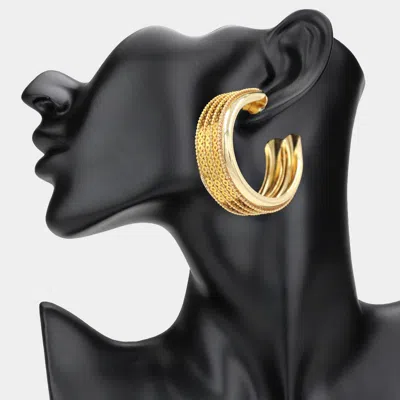 Fashnzfab Bold Textured Wide Hoop Earrings In Gold