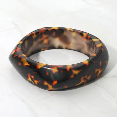 Fashnzfab Bold Tortoise Pattern Resin Bangle Bracelet Dark Brown, Tortoise In Multi