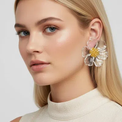 Fashnzfab Bold Transparent Resin Floral Statement Earrings In Multi