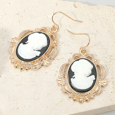 Fashnzfab Bold Vintage Cameo Drop Dangle Earrings In Black