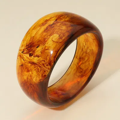 Fashnzfab Bold Wide Celluloid Acetate Bangle Bracelet Brown
