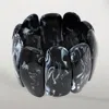 Fashnzfab Bold Wide Marbled Stretch Statement Bracelet In Black
