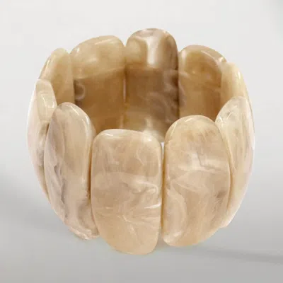 Fashnzfab Bold Wide Marbled Stretch Statement Bracelet In Gold