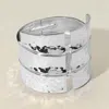 Fashnzfab Bold Wide Textured Metal Hinged Bangle Bracelet Rhodium In Multi