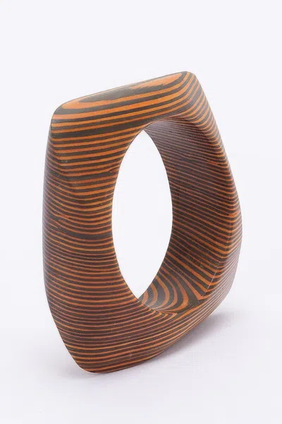 Fashnzfab Bold Wood Bracelet Smooth Curves And Natural Finish In Burgundy