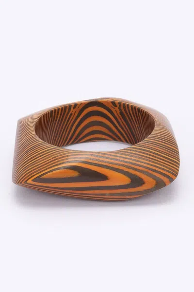 Fashnzfab Bold Wood Bracelet Smooth Curves And Natural Finish In Multi