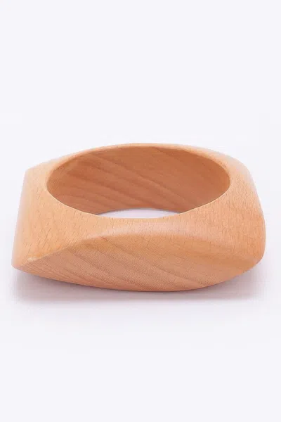 Fashnzfab Bold Wood Bracelet Smooth Curves And Natural Finish In White