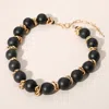 Fashnzfab Bold Wooden Beaded Statement Necklace In Black