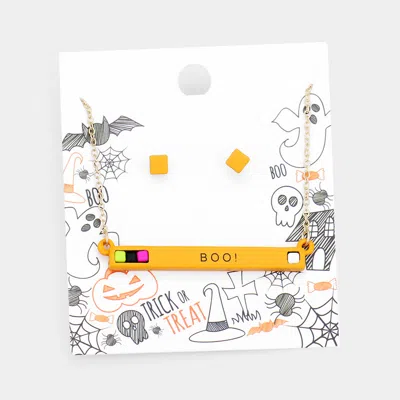 Fashnzfab Boo Cube Resin Pendant Necklace In White