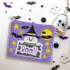 Fashnzfab Boo Message Ghost Seed Beaded Halloween Mini Pouch Bag In Purple