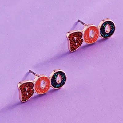 Fashnzfab Boo Message Halloween Stud Earrings In Black