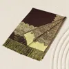 Fashnzfab Border Pashmina Scarf Shawl With Fringe In Brown