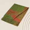 Fashnzfab Border Pashmina Scarf Shawl With Fringe In Green