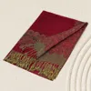 Fashnzfab Border Pashmina Scarf Shawl With Fringe In White