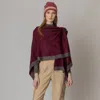 Fashnzfab Bordered Ruana Poncho With Shoulder Strap In White