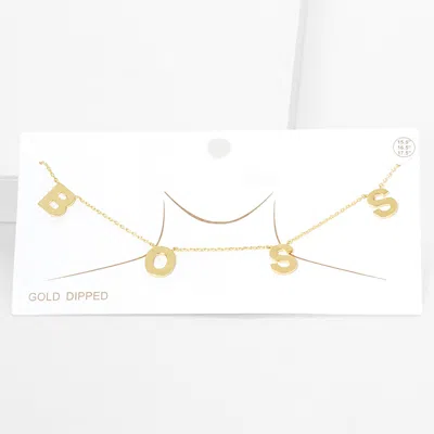 Fashnzfab Boss Gold Dipped Message Pendant Necklace