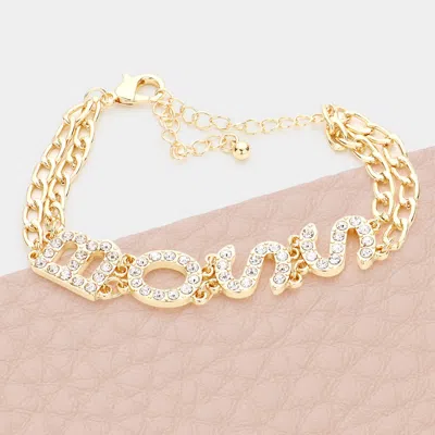 Fashnzfab Boss Rhinestone Embellished Message Bracelet Gold