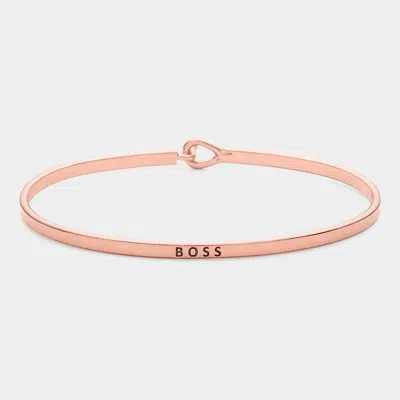 Fashnzfab Boss Thin Brass Metal Hook Bracelet Rose Gold In Multi