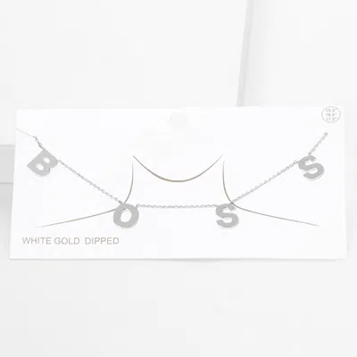 Fashnzfab Boss White Gold Dipped Message Pendant Necklace In Metallic