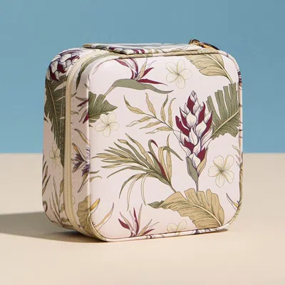 Fashnzfab Botanical Floral Print Portable Square Jewelry Box