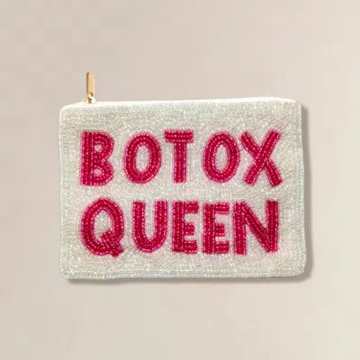 Fashnzfab Botox Queen Message Seed Beaded Mini Pouch Bag In White