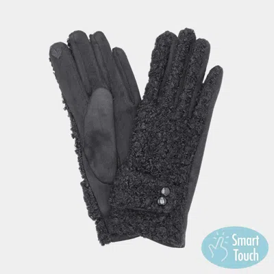 Fashnzfab Boucle Textured Smart Touch Gloves In Black
