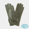 Fashnzfab Boucle Textured Smart Touch Gloves In Green