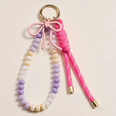 Fashnzfab Bow Accent Beaded Charm Rope Keychain / Bag Charm In Multi