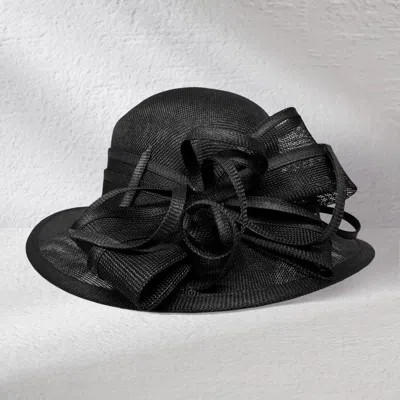 Fashnzfab Bow Accent Elegant Sinamay Dressy Hat In Black