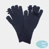 Fashnzfab Bow Accent Ribbed Knit Smart Touch Gloves In Blue