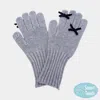 Fashnzfab Bow Accent Ribbed Knit Smart Touch Gloves In Gray