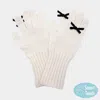 Fashnzfab Bow Accent Ribbed Knit Smart Touch Gloves In White