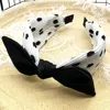 Fashnzfab Bow Accented Polka Dot Pattern Headband In White