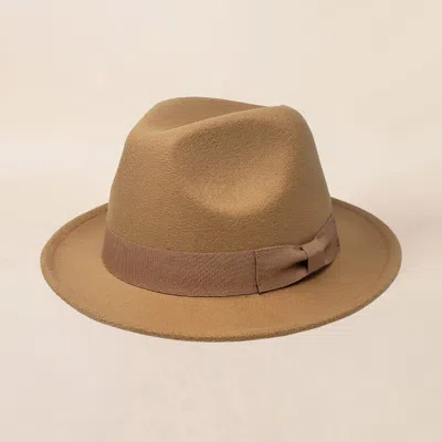 Fashnzfab Bow Band Classic Fedora Hat In Beige