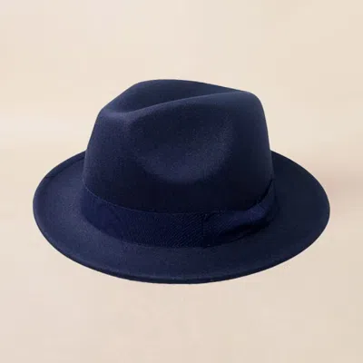 Fashnzfab Bow Band Classic Fedora Hat In Blue