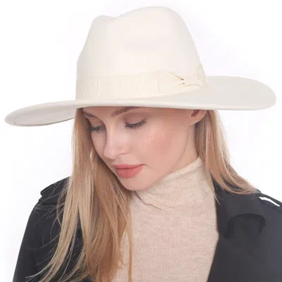 Fashnzfab Bow Band Pointed Solid Panama Hat In Beige
