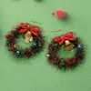 Fashnzfab Bow Bell Christmas Tinsel Wreath Dangle Earrings In Multi