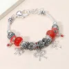 Fashnzfab Bow Charm Multi Bead Bracelet Antique Silver, Red In Multi